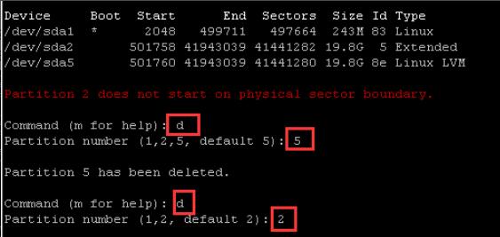 参考下图所示输入删除sda5和sda2