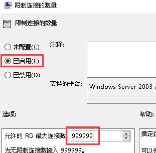 启用"限制连接的数量"