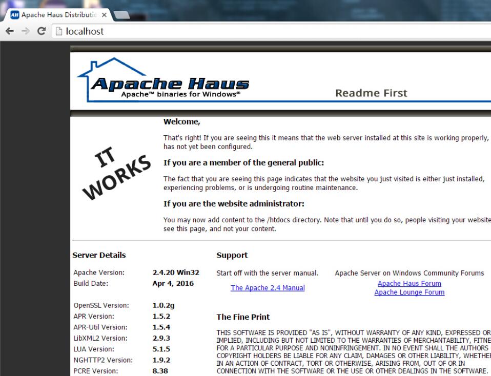 Apache服务器的基本配置完毕