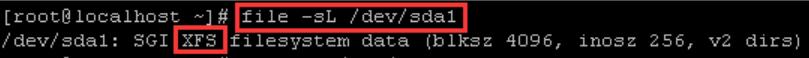 输入file -sL /dev/sda1，按回车键,可查看/dev/sda1的文件类型