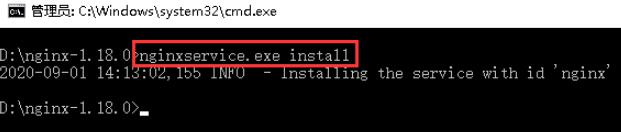 命令行界面输入nginxservice.exe install