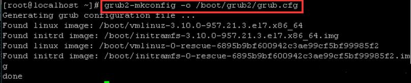 输入grub2-mkconfig -o /boot/grub2/grub.cfg按回车键