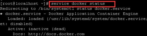 安装完之后输入“service docker status”测试Docker服务是否正常启动