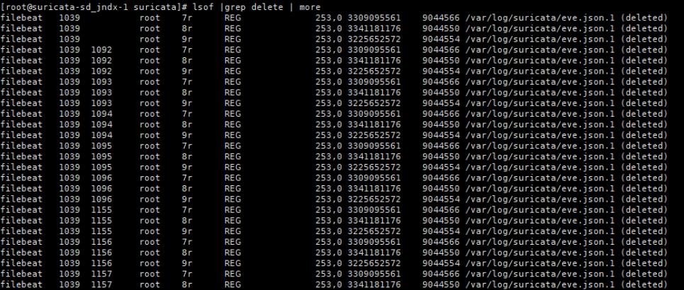 通过lsof|grep deleted命令获取到已经被删除但是仍然被应用程序占用的文件列表